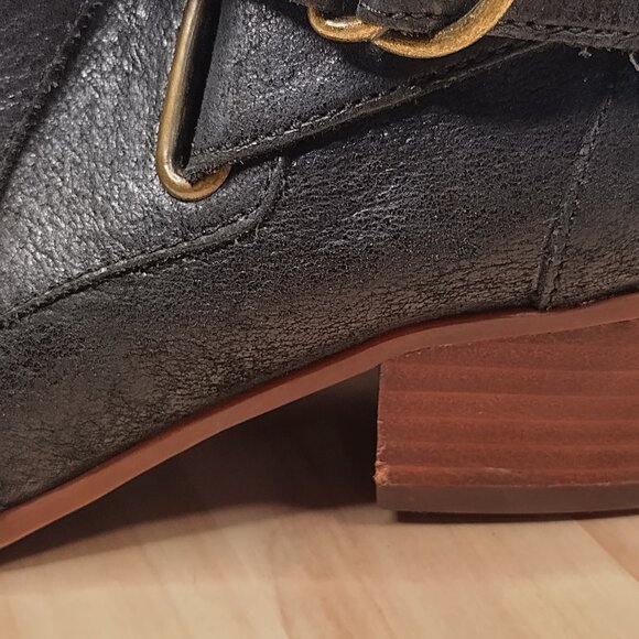 Clarks Indigo Moto Leather Harness Buckle Black Ankle Booties Women US 6.5M - Picture 7 of 16